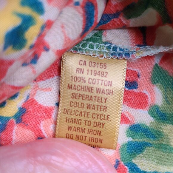 April Cornell Porch Dress L Cotton Midi Floral Cottagecore Sleeveless Pockets ** - Picture 7 of 13